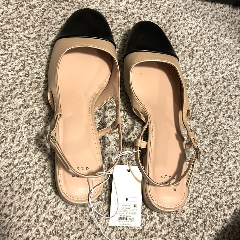Women's Maxine Slingback Ballet Flats - A New Day Tan 9